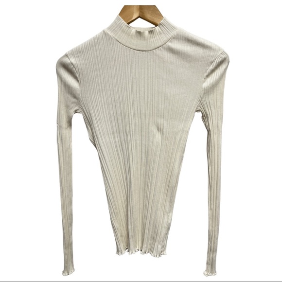 Vince Beige Mock Neck Long Sleeve Top - Picture 2 of 6
